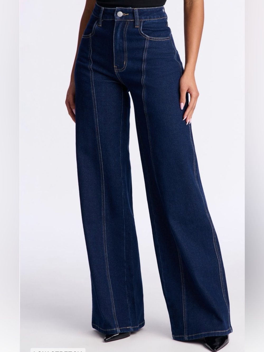Fashion Nova Dark Blue High-Rise Wide Leg Jeans